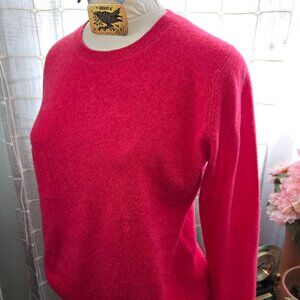 Tahari scoop neck tomato red orange long sleeved cashmere sweater sz L